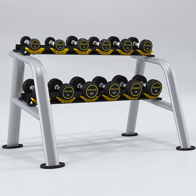 金年会商用包胶哑铃男士健身器材健身房包胶固定式哑铃 双层6付哑铃组（含哑铃、哑铃架）